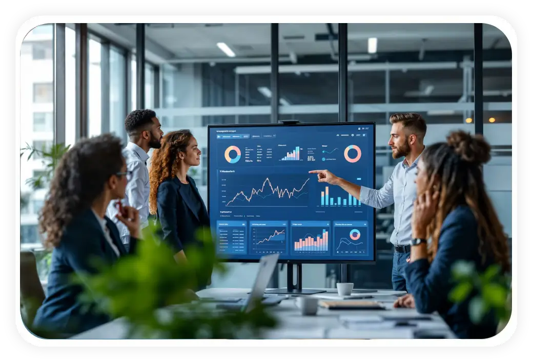 Employee working in a marketing setting