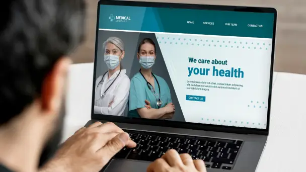 Homepage seen on laptop screen